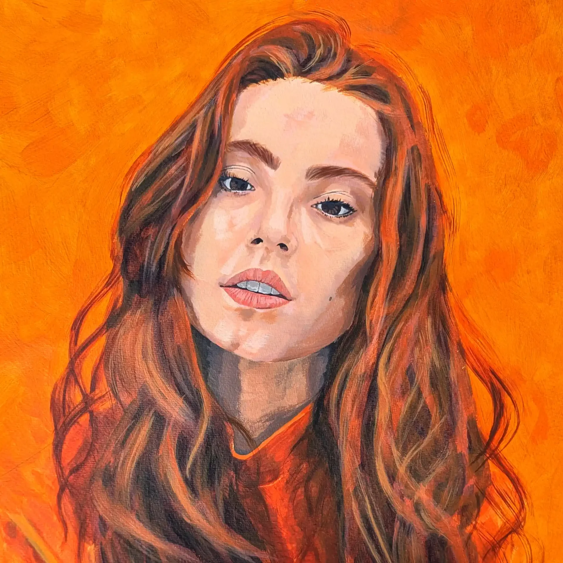 Portrait : peinture 45x45cm à l'acrylique